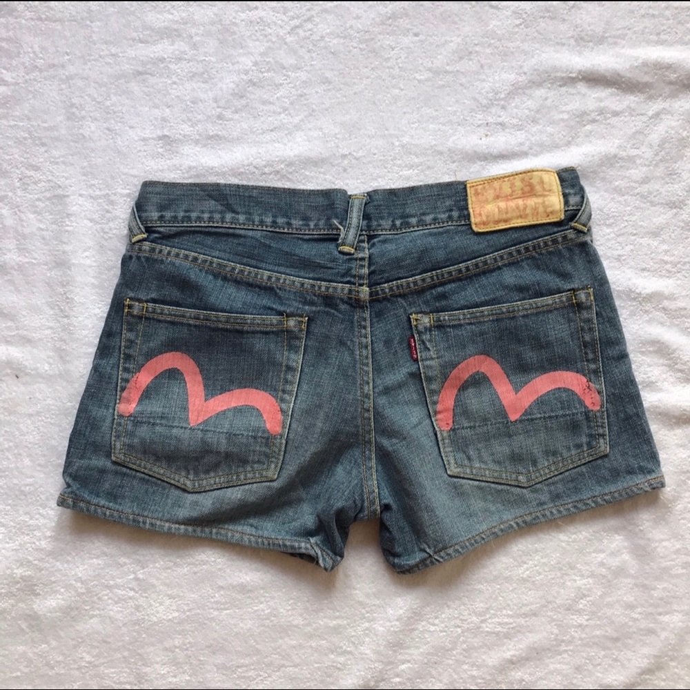 Evisu Deadstock pinkprint denim shorts